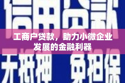 江源工商户贷款，助力小微企业发展的金融利器