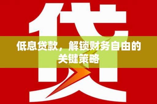 子长低息贷款，解锁财务自由的关键策略