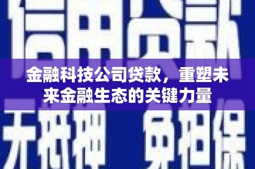 广安金融科技公司贷款，重塑未来金融生态的关键力量