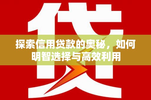 新民探索信用贷款的奥秘，如何明智选择与高效利用